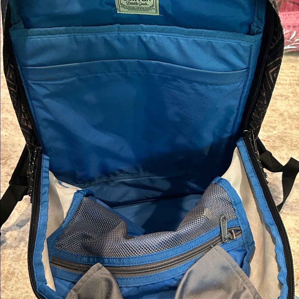 Burton Aztec Patterned Backpack With Black Accents - image 6